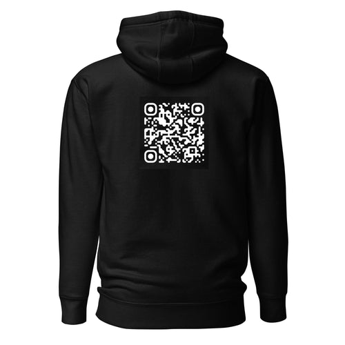 Hoodie HAQQ noir — dos, QR code arrondi